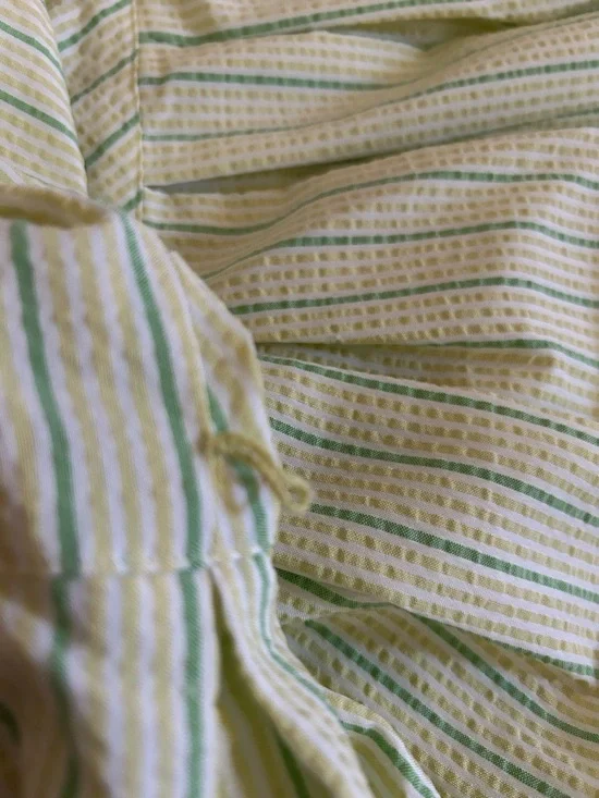 Talbots Green Seersucker Sleeveless Dress Size 2P Striped Retro Fit & Flare - Picture 8 of 8